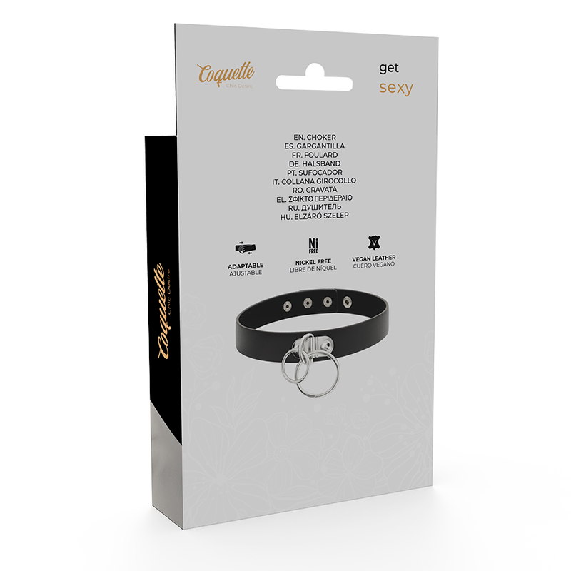 COQUETTE CHIC DESIRE - VEGANSKT LÄDERCHOKER MED DUBBELRING