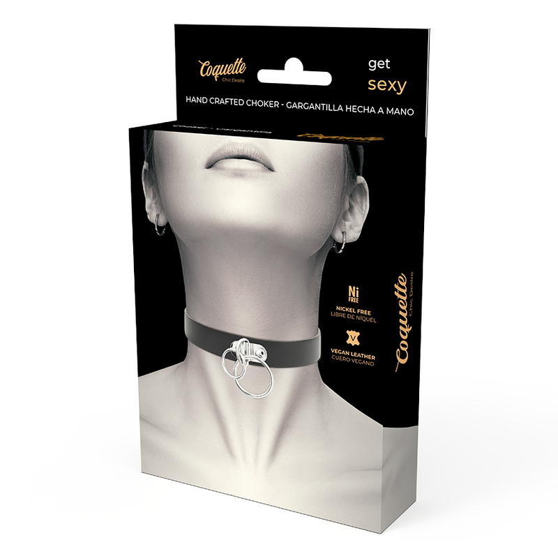 COQUETTE CHIC DESIRE - VEGANSKT LÄDERCHOKER MED DUBBELRING