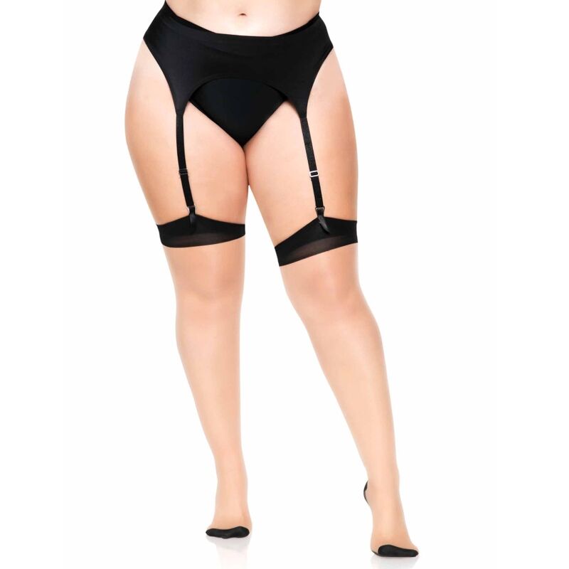 LEG AVENUE - PLUS LYCRA SKINNIGT TVÅFÄRGAT LÅRHÖGT MED BAKSÖM OCH KUBANSK KLACK