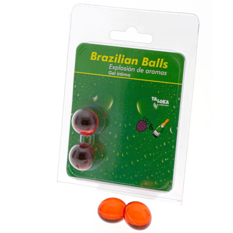 TALOKA - 2 BRASILIANSKA BOLLAR JORDGUBBAR &amp; CHAMPAGNE INTIMGEL