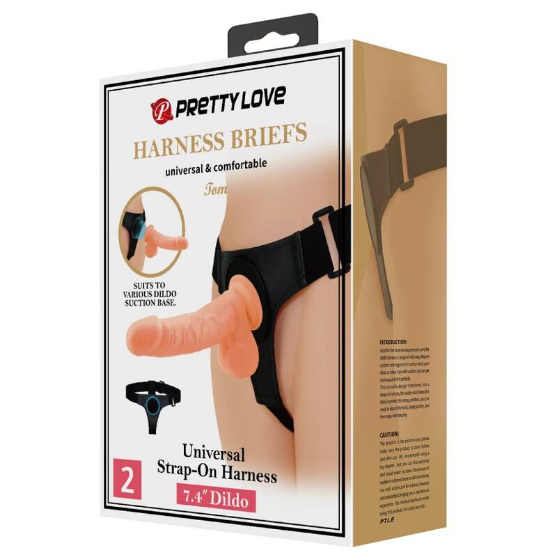 PRETTY LOVE - SELE TROSOR UNIVERSAL SELE MED DILDO TOM 20 CM NATURLIG