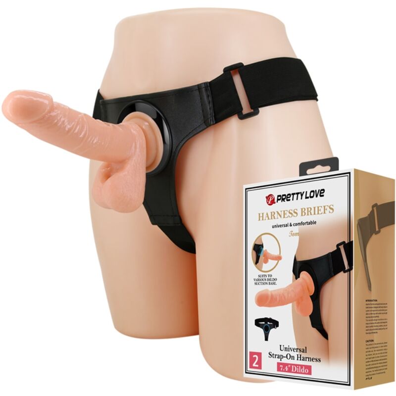 PRETTY LOVE - SELE TROSOR UNIVERSAL SELE MED DILDO TOM 20 CM NATURLIG