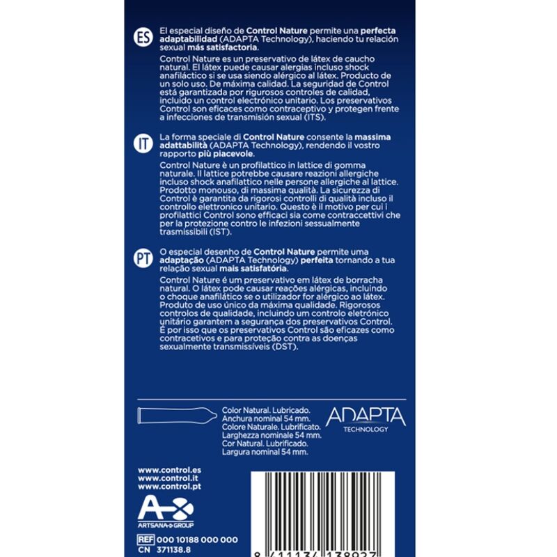 CONTROL - ADAPTA NATURE KONDOMER 6 ENHETER
