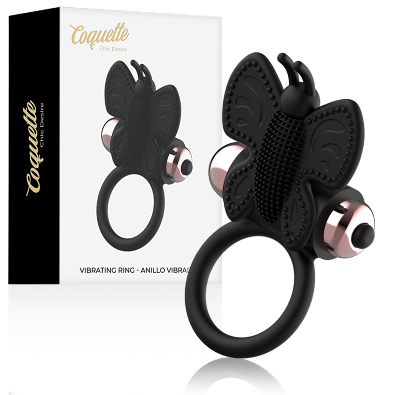 COQUETTE CHIC DESIRE - KUKRING FJÄRILS MED VIBRATOR SVART/ GULD