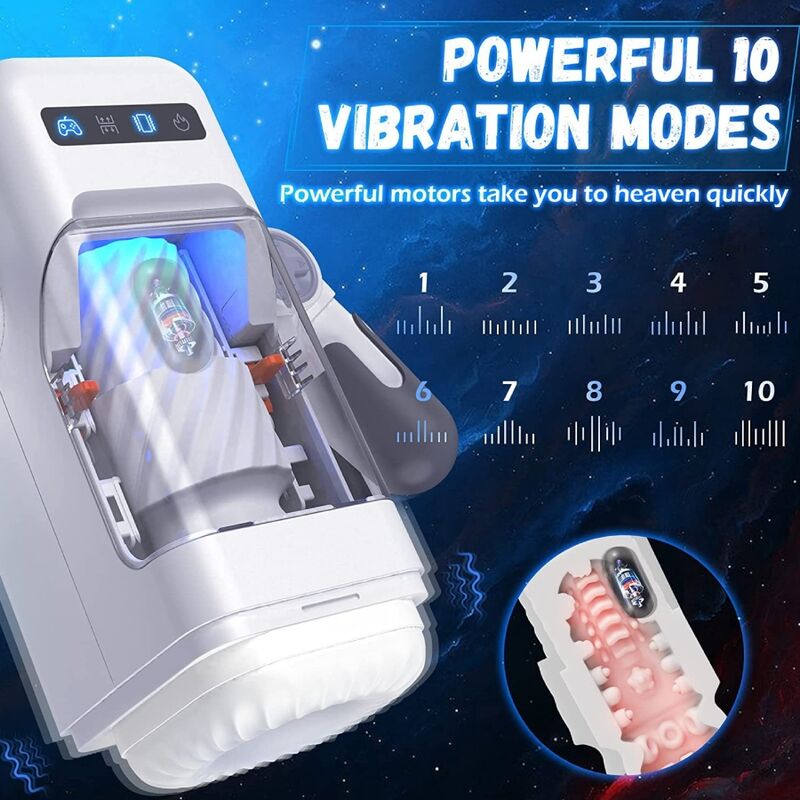GAME CUP - STÖKANDE VIBRATIONSMASTURBATOR MED VÄRMEFUNKTION OCH MOBILSTÖD - SVART