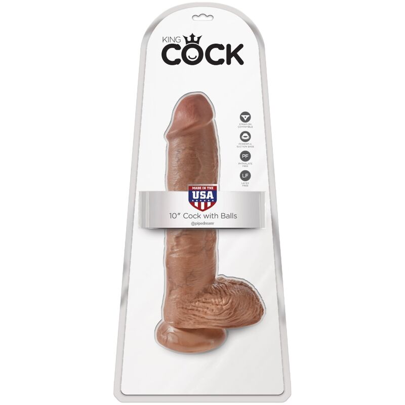KUNGSKUK - REALISTISK PENIS MED KUGLAR 19,8 CM KARAMELL