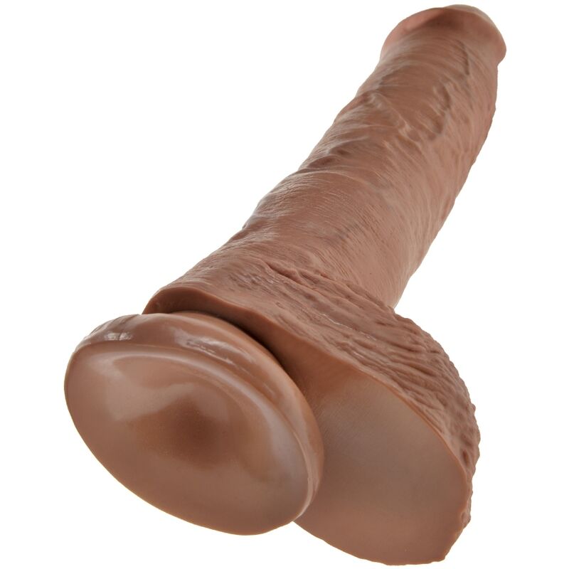KUNGSKUK - REALISTISK PENIS MED KUGLAR 19,8 CM KARAMELL