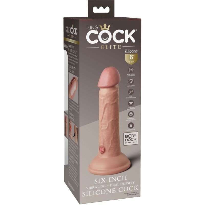 KING COCK - ELITE REALISTISK DILDO VIBRERANDE &amp; SILIKON 15,2 CM