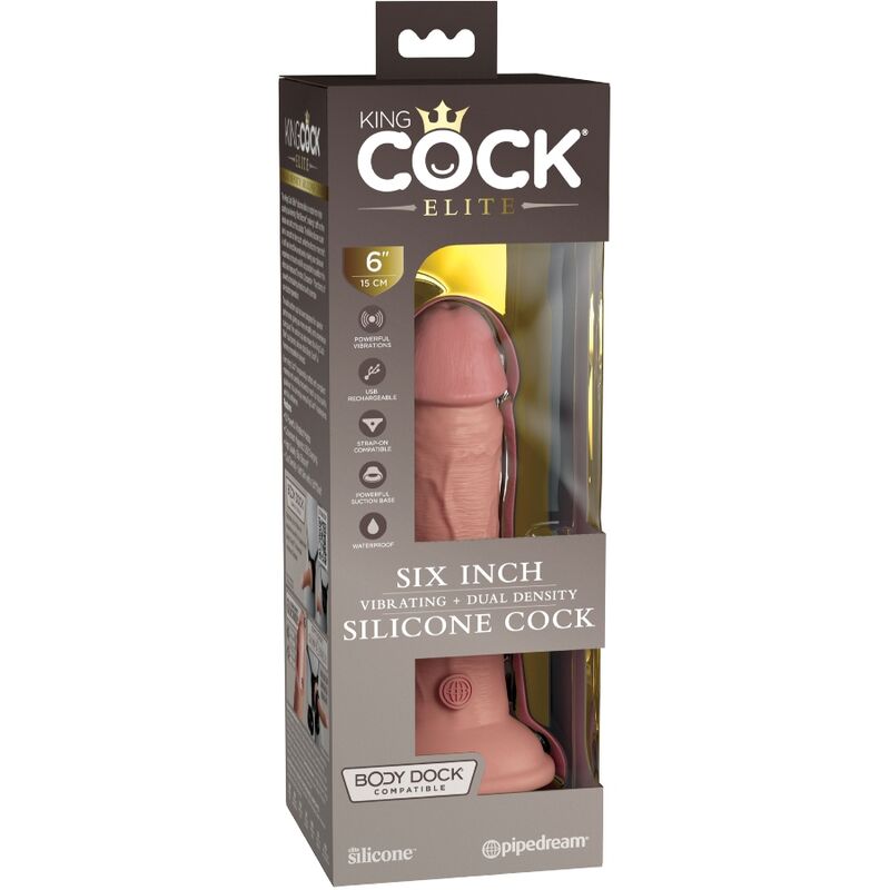 KING COCK - ELITE REALISTISK DILDO VIBRERANDE &amp; SILIKON 15,2 CM