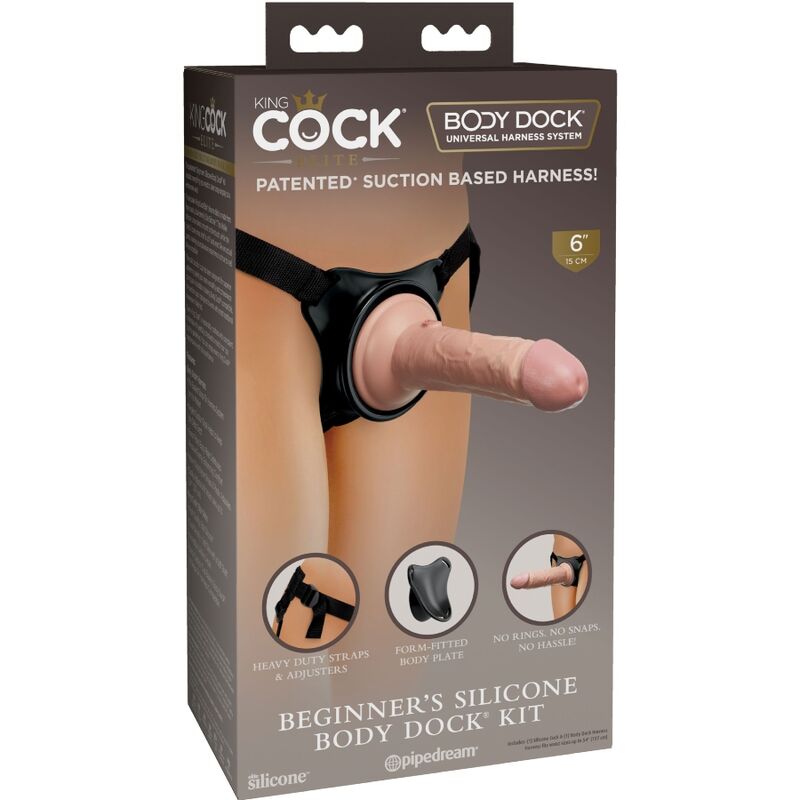 KING COCK - ELITE JUSTERBAR SELE MED DILDO 15,2 CM FÖR NYBÖRJARE
