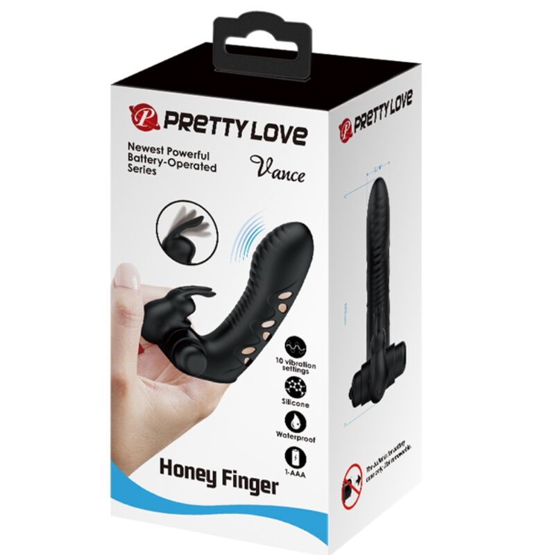 PRETTY LOVE - VANCE BLACK RABBIT VIBRATOR FINGERSKYDD