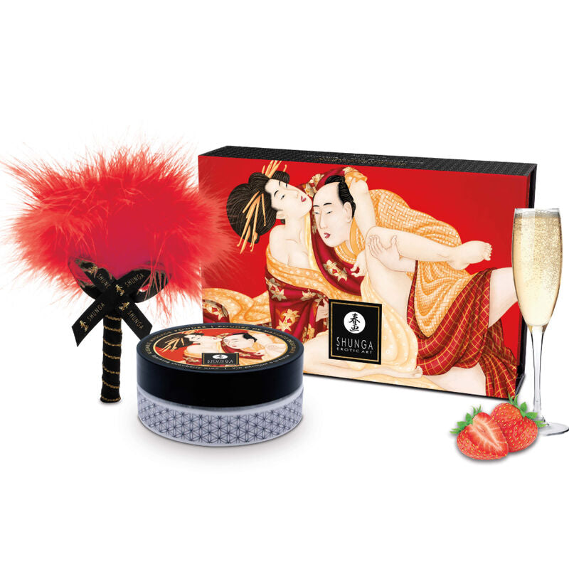 SHUNGA - JORDGUBB ÄTBART MASSAGEPULVERKIT