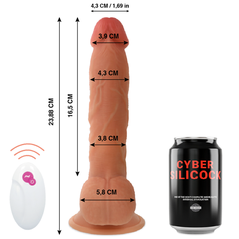 CYBER SILICOCK - FJÄRRKONTROLL REALISTISK MÄSTARE BEN 23,88 CM -O- 4,3 CM