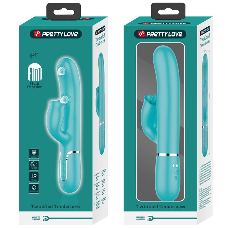 PRETTY LOVE - KANINVIBRATOR MED SLICKADE AQUA GRÖN