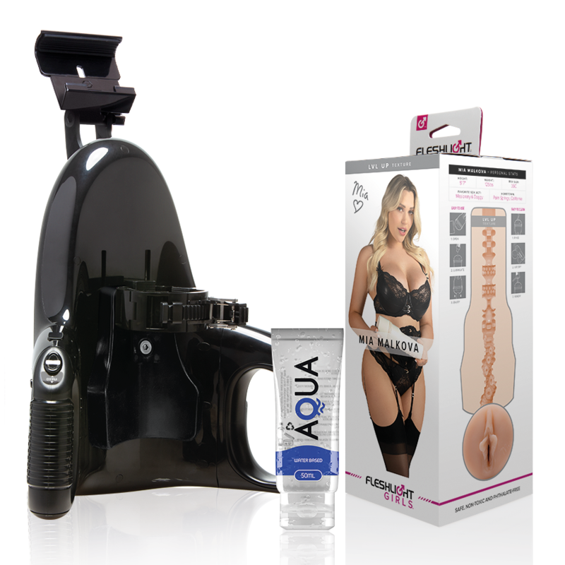 FLESHLIGHT - MIA MALKOVA VAGINA NIVÅ UP + UNIVERSAL LAUNCH + AQUA KVALITETSGLIDMEDEL 50 ML
