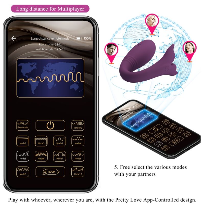 PRETTY LOVE - JAYLEEN VIBRATOR APP FJÄRRKONTROLL LILA