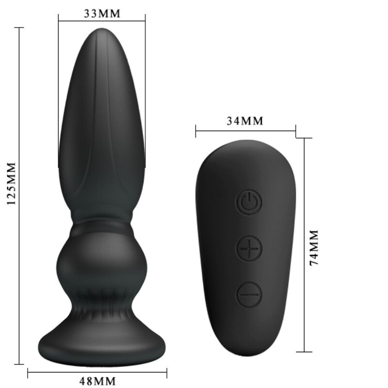 MR PLAY - KRAFTFULL VIBRATOR FJÄRRKONTROLL ANALPLUGG SVART