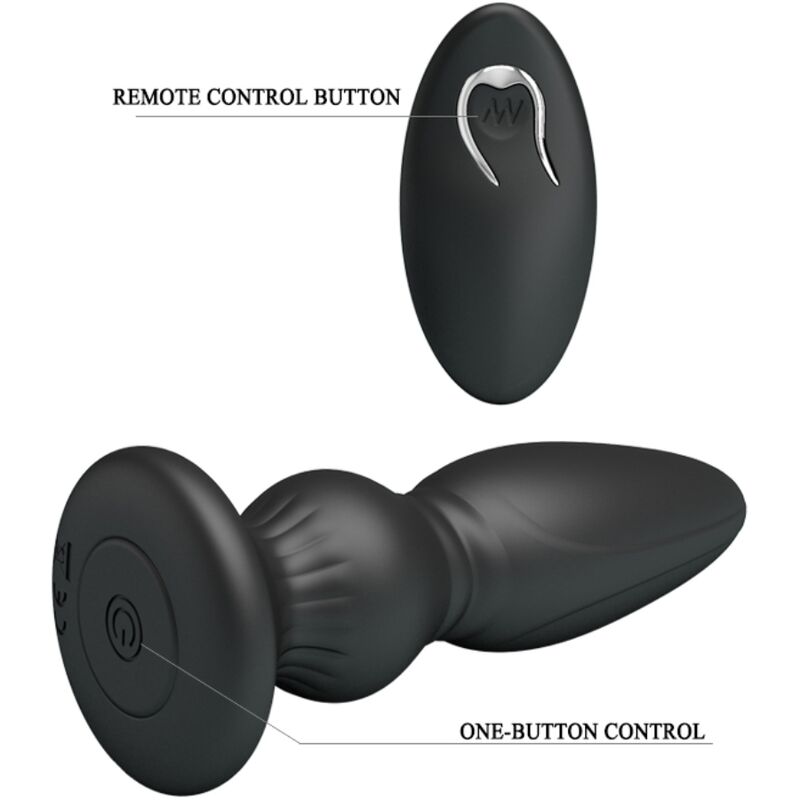 MR PLAY - KRAFTFULL VIBRATOR FJÄRRKONTROLL ANALPLUGG SVART
