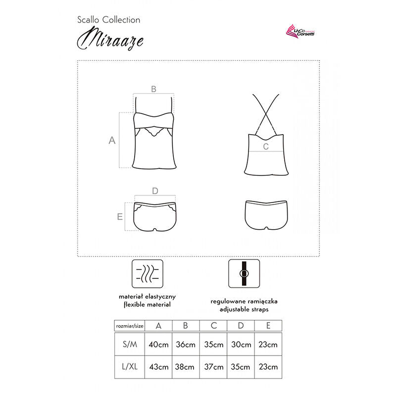 LIVCO KORSETTIMODE - MIRAAZE LC 90567 SKJORTA + SHORTS SVART L/XL