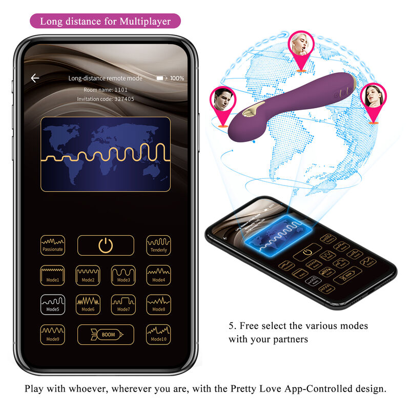 PRETTY LOVE - HECTOR ELEKTROCHOCKVIBRATOR MED APPKONTROLL LILA