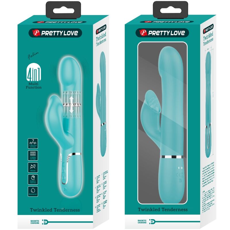 PRETTY LOVE - KANINVIBRATORPÄRLOR AQUA GRÖNA