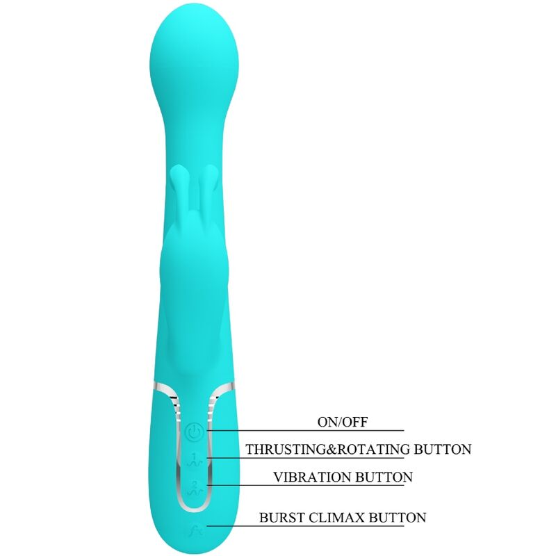 PRETTY LOVE - DEJON KANINVIBRATOR 3-I-1 MULTIFUNKTION AQUA GRÖN