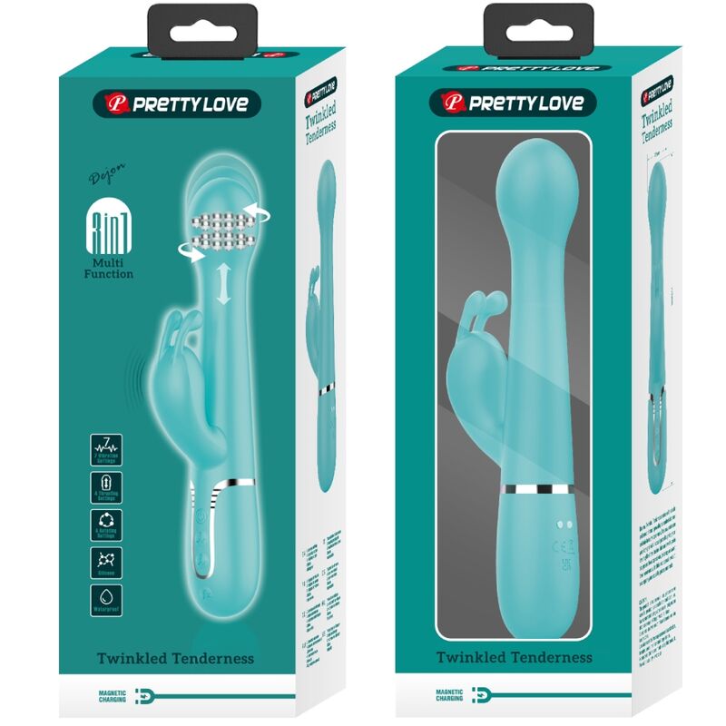 PRETTY LOVE - DEJON KANINVIBRATOR 3-I-1 MULTIFUNKTION AQUA GRÖN