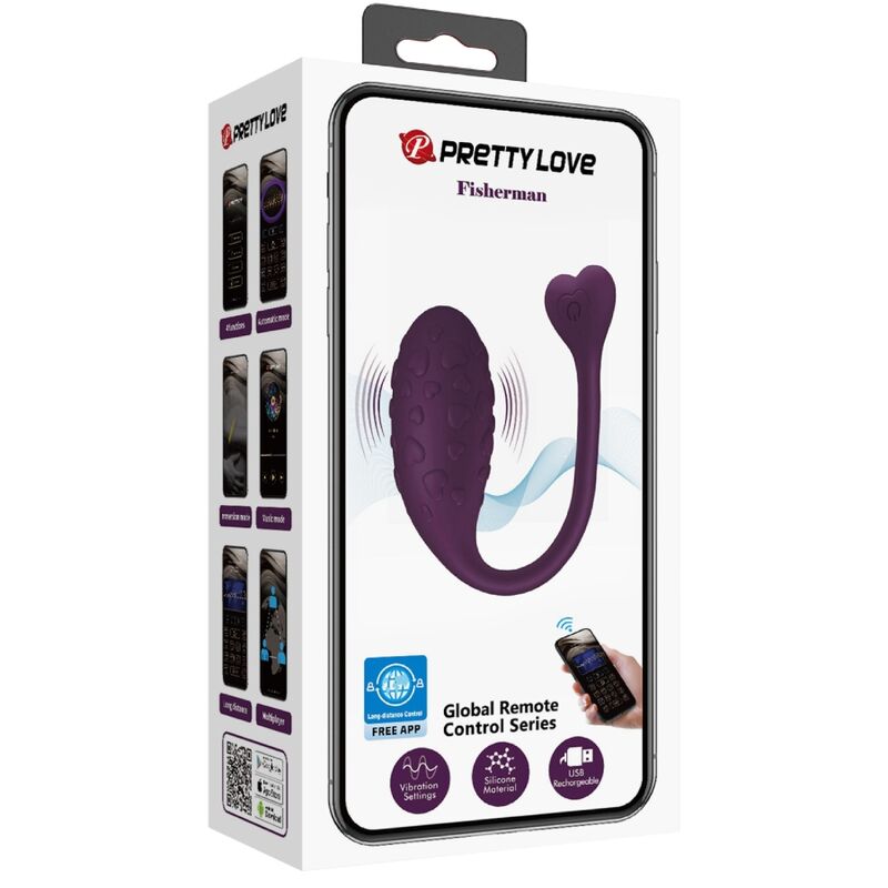 PRETTY LOVE - APP-STYRD VIBRERANDE ÄGG MED FISHERMAN-APP LILA