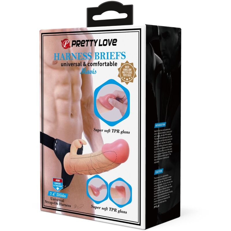 PRETTY LOVE - MAVIS HARNESS UNIVERSAL TROSOR MED DILDO 19 CM NATURLIG