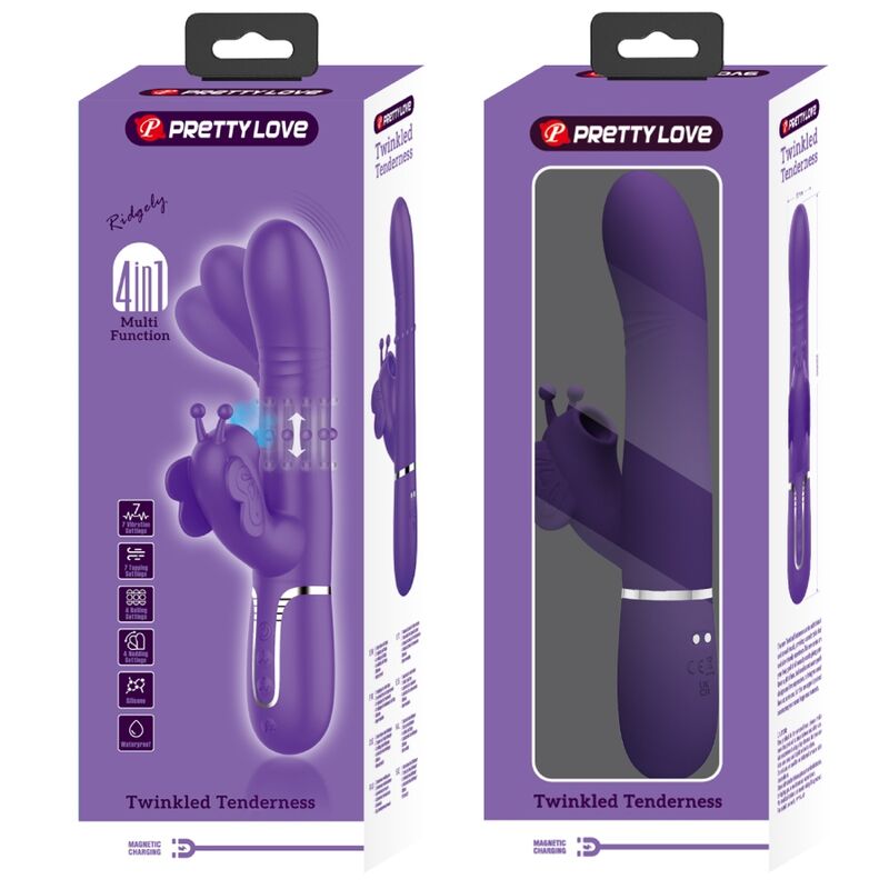 PRETTY LOVE - MULTIFUNKTIONELL KANINVIBRATOR 4 I 1 FJÄRIL LILA