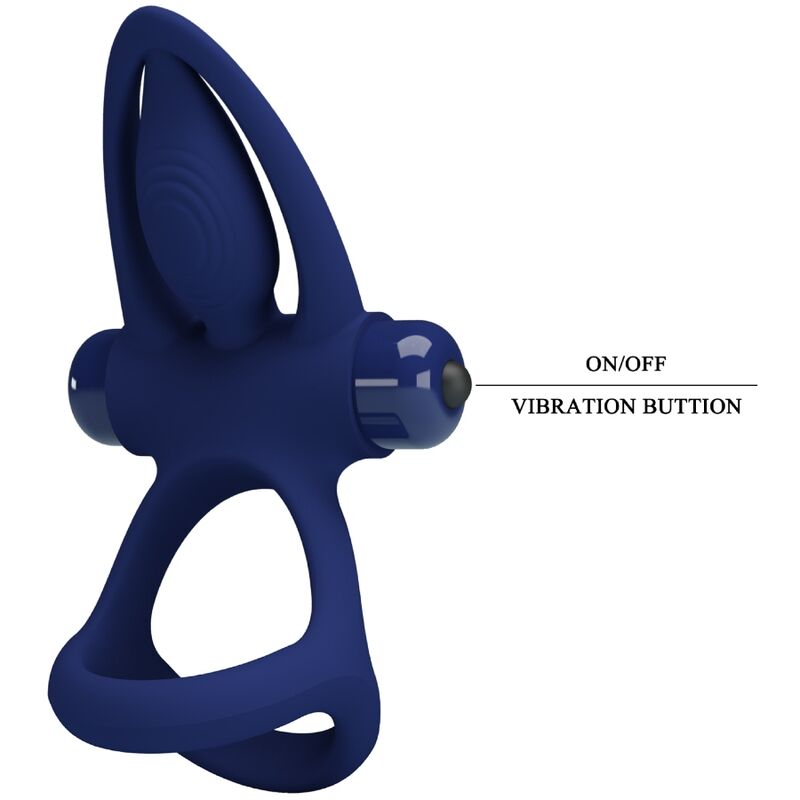 PRETTY LOVE - MAT DUBBELRING MED VIBRATION OCH STIMULERING BLÅ