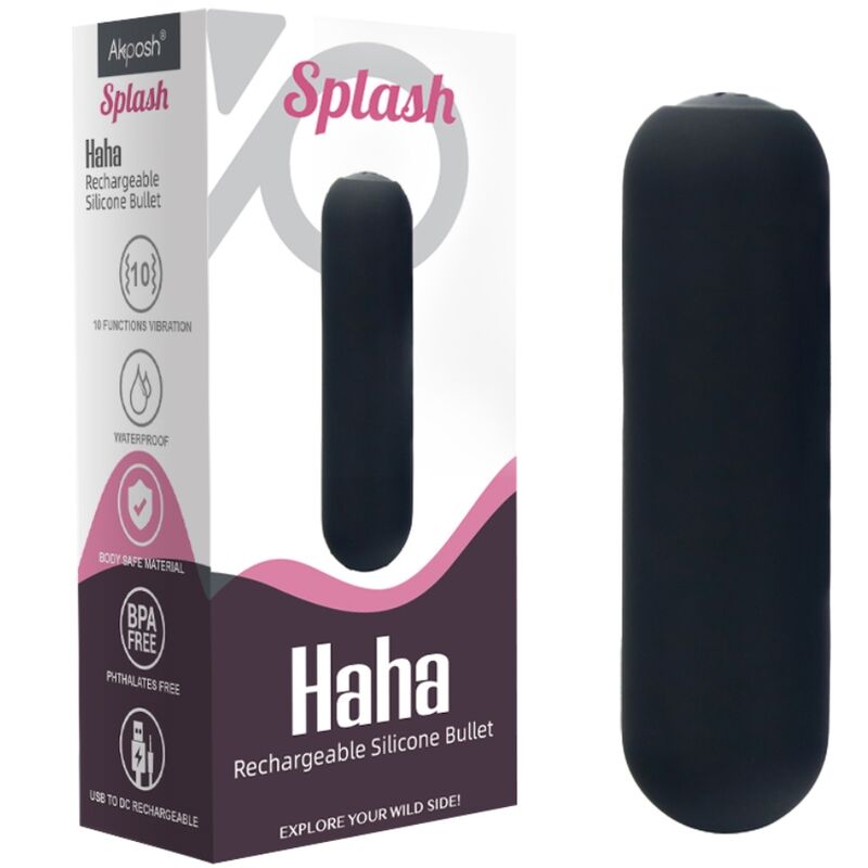 ARMONY - SPLASH HAHA VIBRATOR KULA SILIKON 10 VIBRATIONER 75 X 19 CM SVART