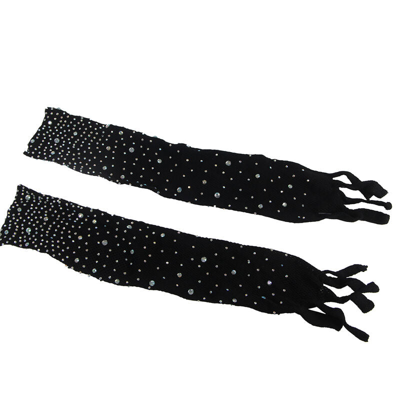SUBBLIME - 952174 NÄTBODY MED HANDSKAR OCH DIAMANTER SVART EN STORLEK