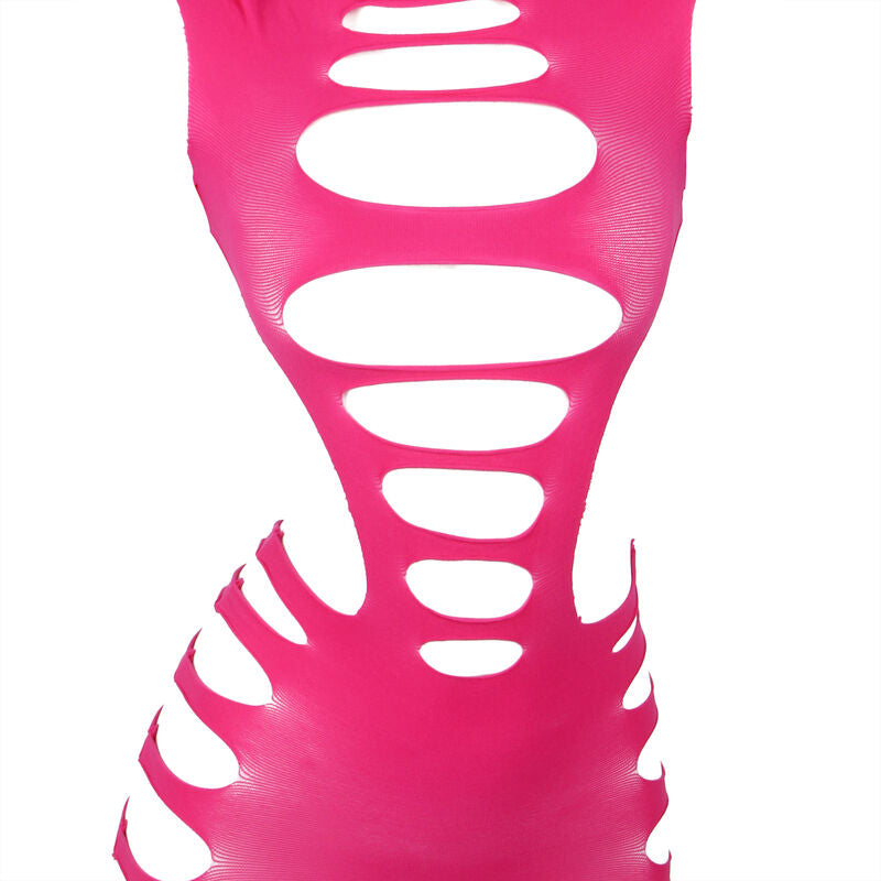 SUBBLIME - 952273 LÅNGÄRMAD ELASTISK FISKNÄTKLÄNNING ROSA EN STORLEK