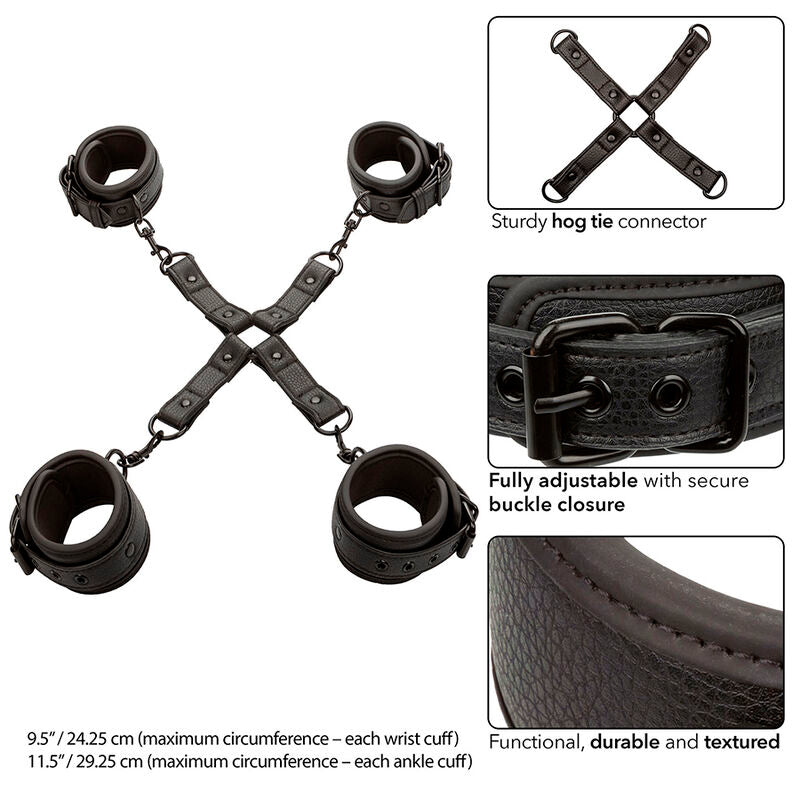 CALEXOTICS - NOCTURNAL HOG TIE CONNECTOR CUERO JUSTERBAR SVART