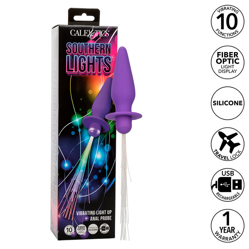 CALEXOTICS - SOUTHERN LIGHT LIGHT UP ANALPLUGG 10 VIBRATIONER SILIKON LILA