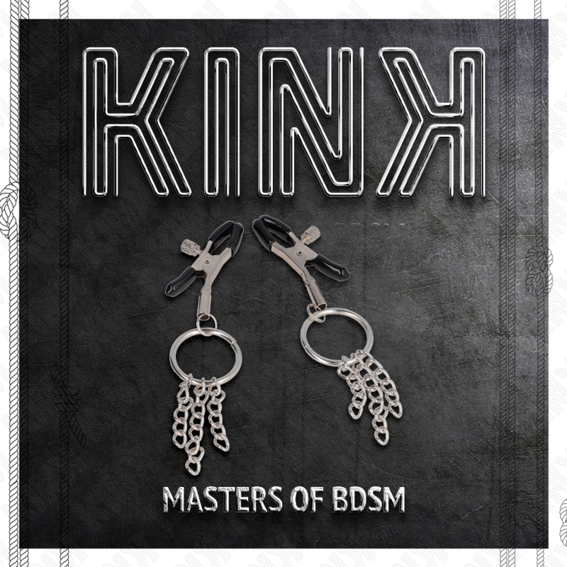 KINK - O-RING NIPPELKLÄMMA OCH LITEN KEDJA SILVER 6 CM