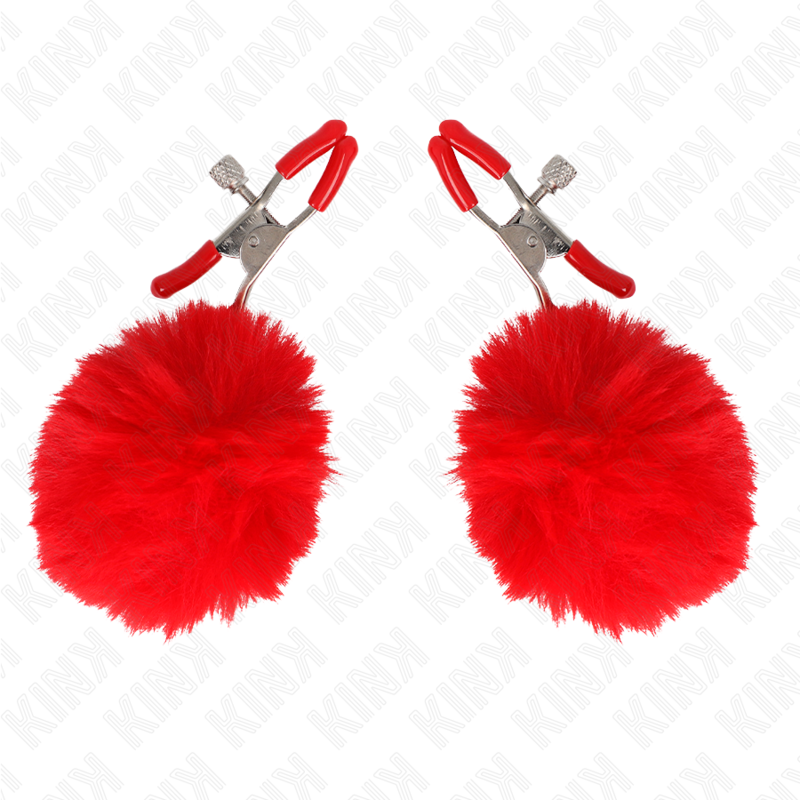 KINK - KONSTPÄLSBOLL BRÖSTVÅRTKLÄMMA RÖD 6 CM
