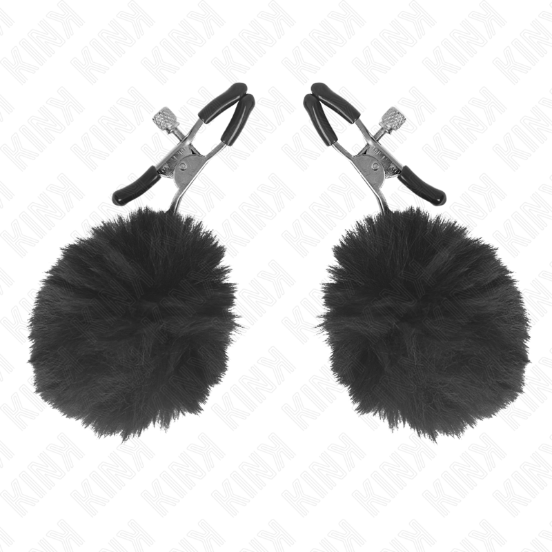 KINK - KONSTPÄLSBOLL BRÖSTVÅRTKLÄMMA SVART 6 CM