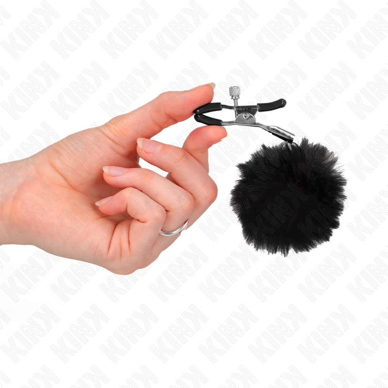 KINK - KONSTPÄLSBOLL BRÖSTVÅRTKLÄMMA SVART 6 CM