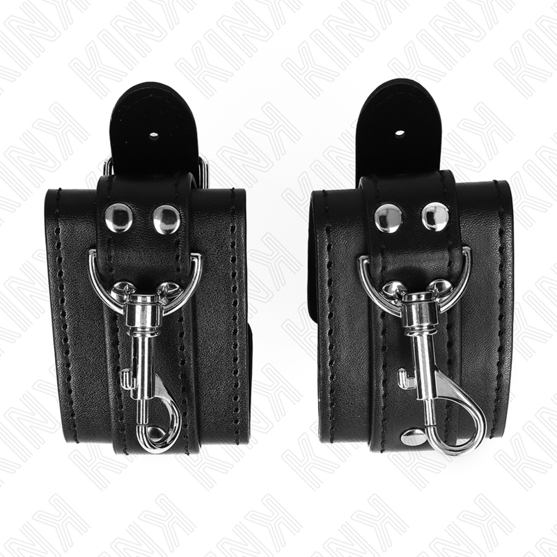 KINK - LÅSBARA HANDLEDSBÄLTAR FÖR DUNGEON, SVART, JUSTERBARA 21-28 CM X 5,5 CM