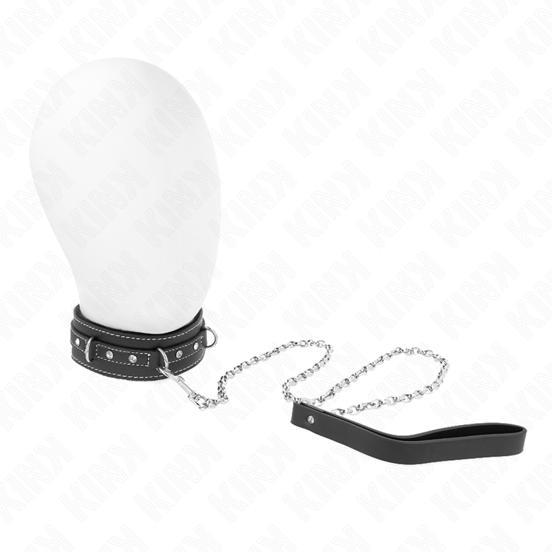 KINK - PVC LÄDERHALSBAND MED SKÄRP 105 CM STRASSNITAR 41,5 X 4 CM