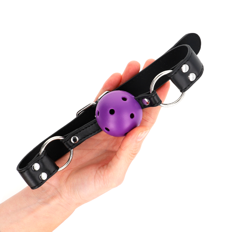 KINK - ANDNINGSBAR BOLL 4 CM MUVEL MED DUBBELNIT LILA 62,5 x 2,5 CM JUSTERBAR 42-58 CM