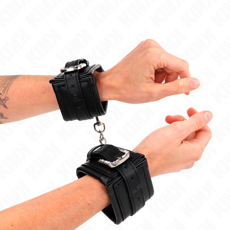 KINK - HANDLEDSBÄLTAR MED STRASSSPÄNNE, SVART, JUSTERBARA, 25-32 CM X 5,5 CM