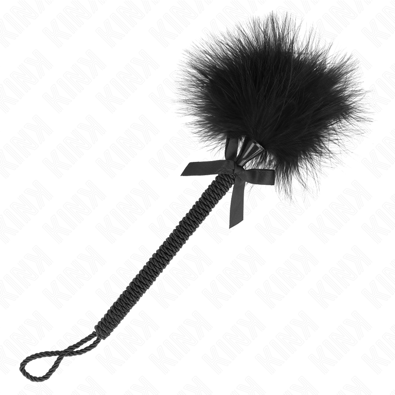 KINK - NYLONREPSTROLL MED KITTLEFJÄDRAR OCH SVART ROSETT 25 CM