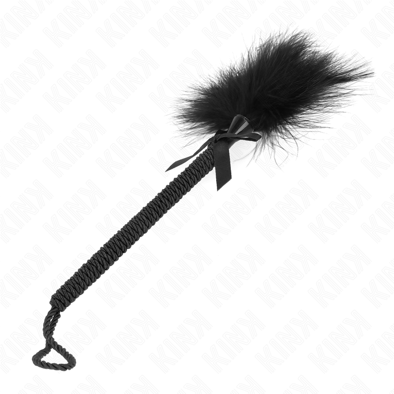 KINK - NYLONREPSTROLL MED KITTLEFJÄDRAR OCH SVART ROSETT 25 CM
