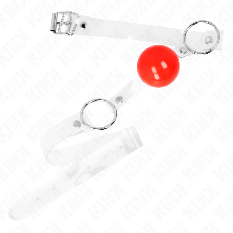 KINK - RÖD TRANSPARENT PVC-BOLL 4 CM JUSTERBAR MUNSTYCK