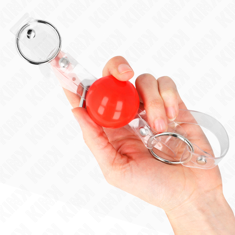 KINK - RÖD TRANSPARENT PVC-BOLL 4 CM JUSTERBAR MUNSTYCK