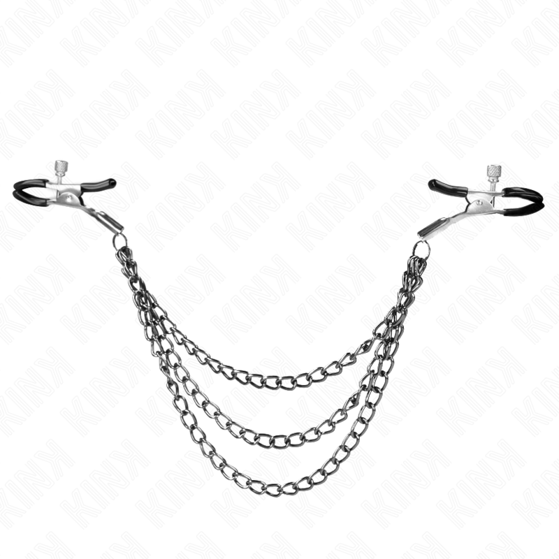 KINK - BRÖSTVÅRTKLÄMMA MED 3 KEDJOR SVART 20/23/28 CM