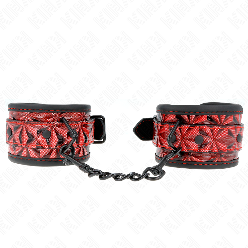 KINK - DIAMANTMÖNSTERAD HANDLEDSBÄLTE MÖRKRÖDA JUSTERBARA 17-26 CM X 5,5 CM